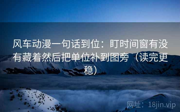 风车动漫一句话到位：盯时间窗有没有藏着然后把单位补到图旁（读完更稳）