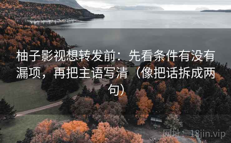 柚子影视想转发前：先看条件有没有漏项，再把主语写清（像把话拆成两句）
